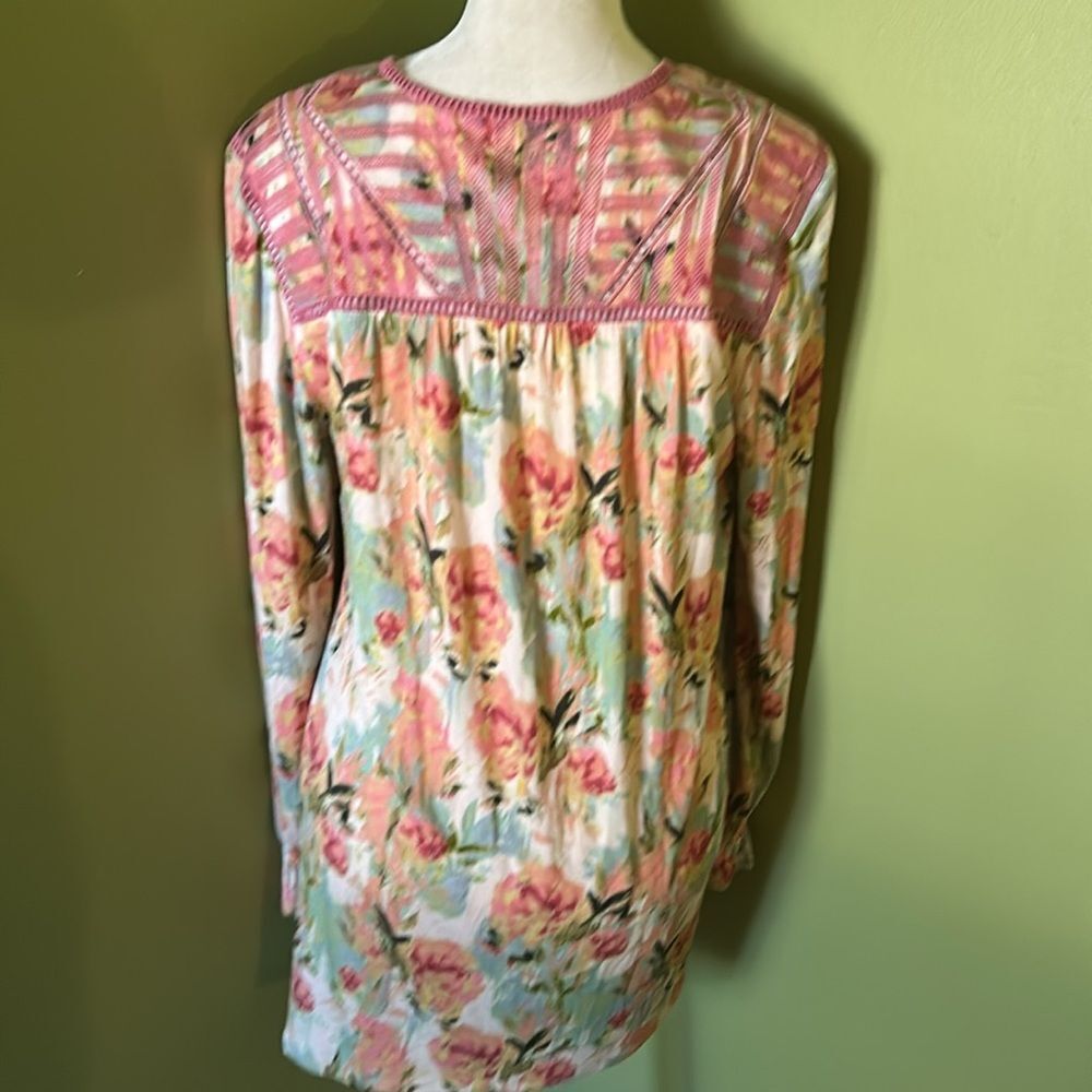 Soft Surrondings Floral Pink and Green Women's Top size XS - Picture 6 of 6